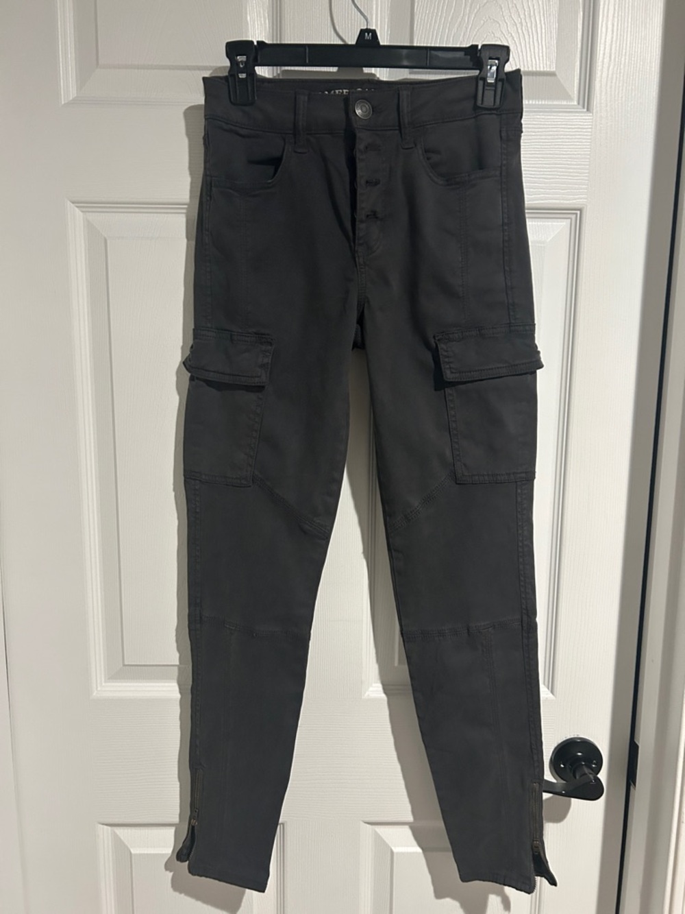 Women’s Charcoal Cargo Pants - Slim Style